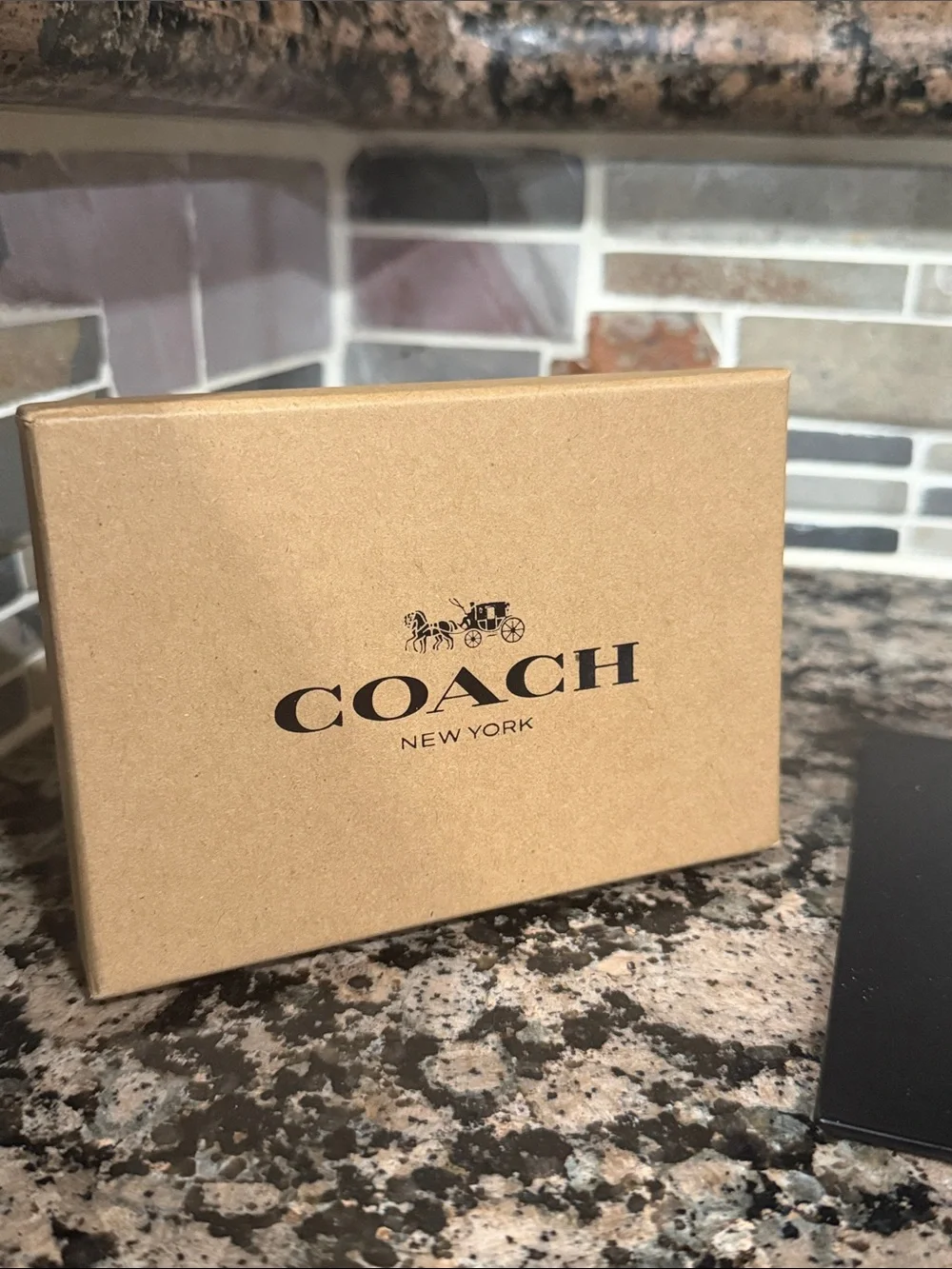 Coach Tan/Brown Leather Dog Charm with Gold-Tone Ring